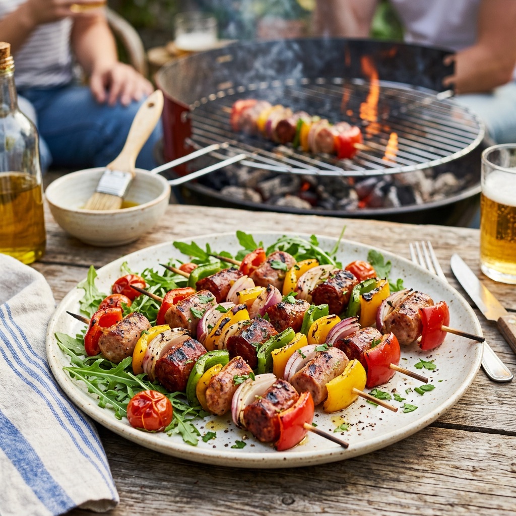 Brochetas mixtas para barbacoa