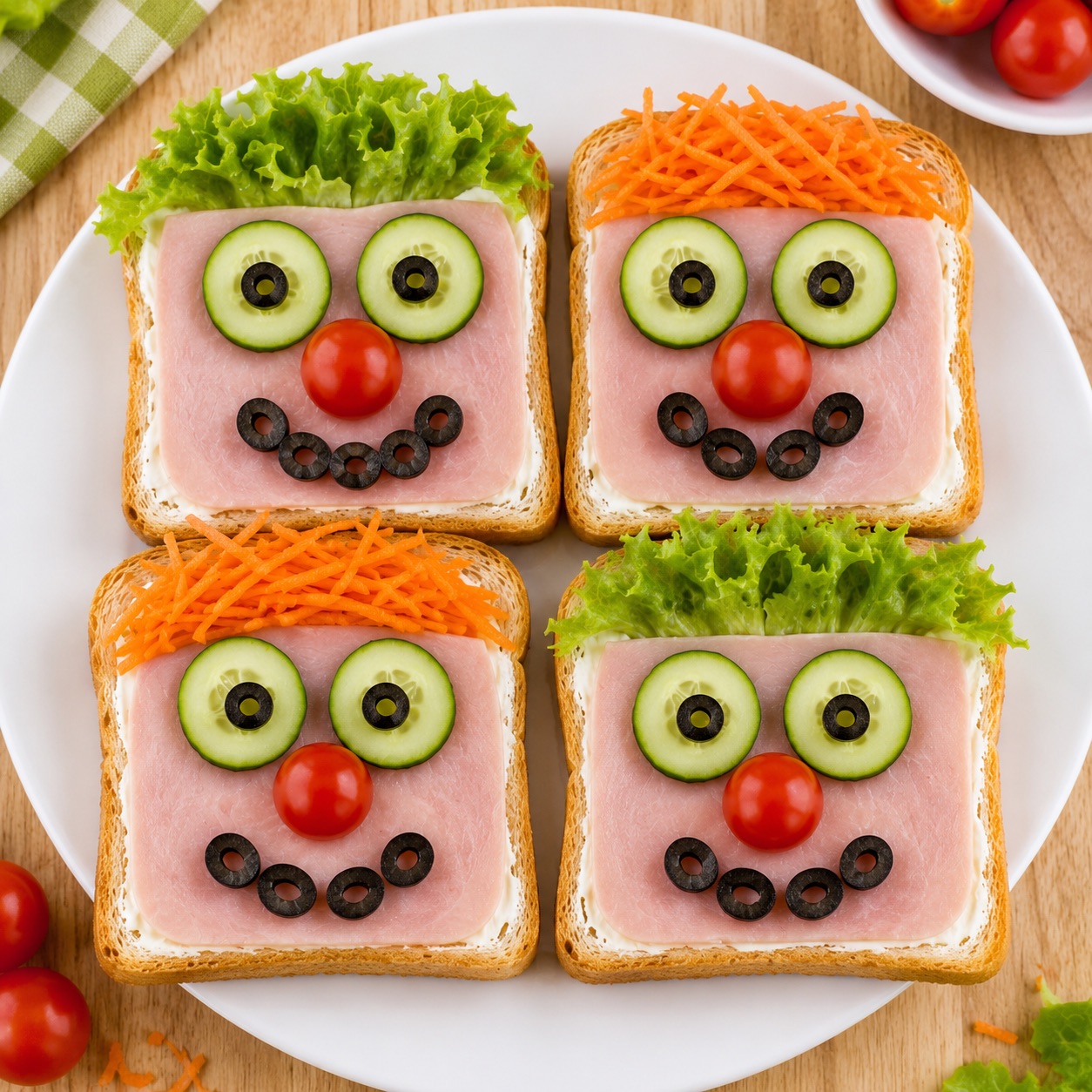Tostadas con caras divertidas